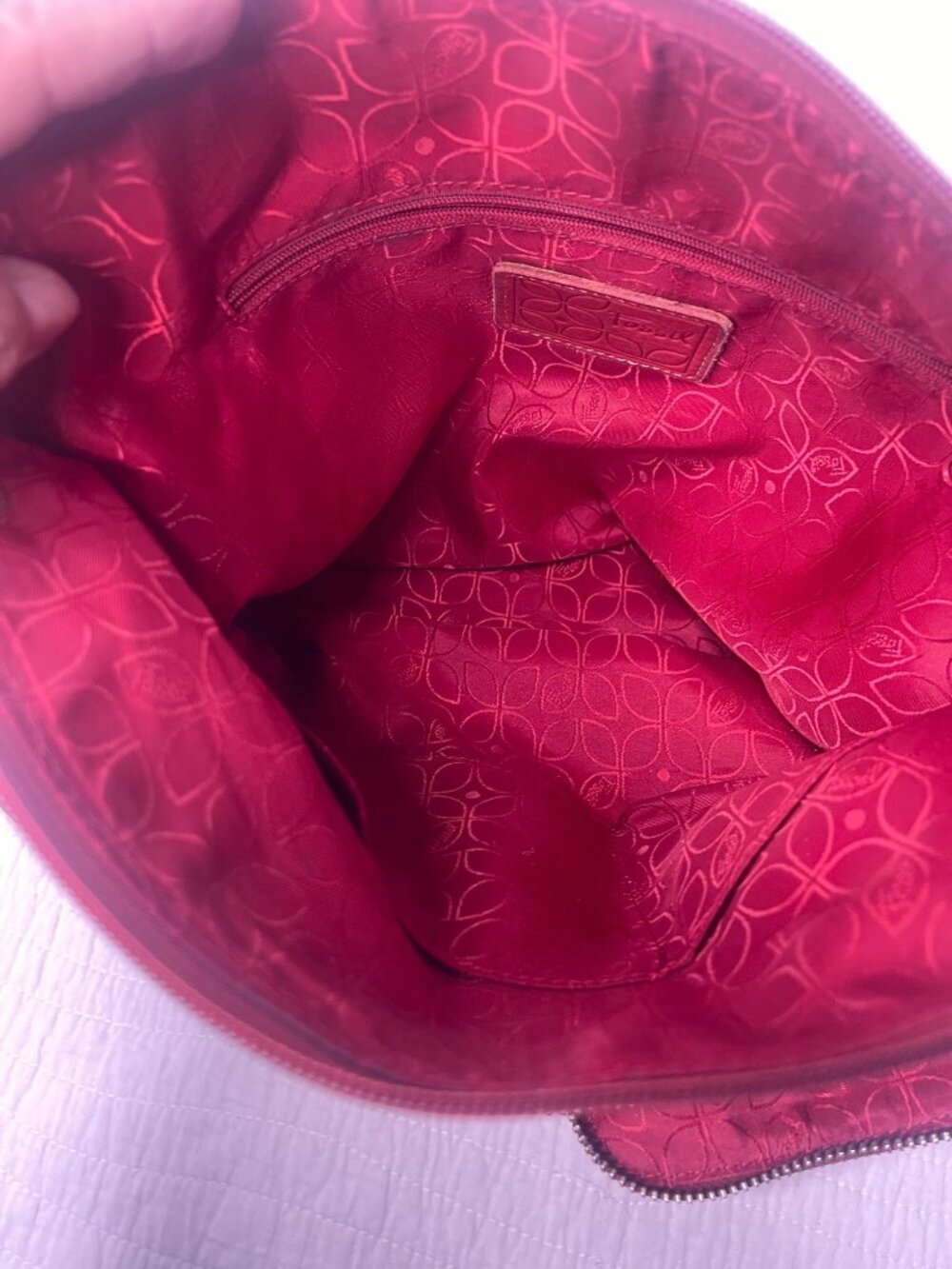 Vintage Fossil Sutter Soft Pebbled Leather Crossbody Red Everyday Purse Bag - Picture 8 of 15